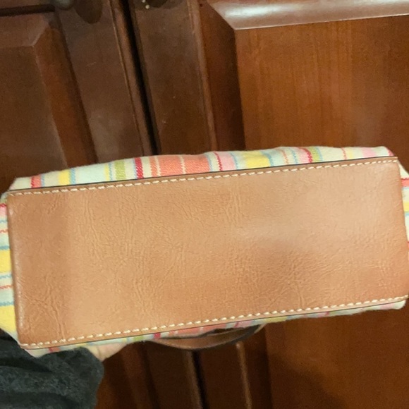 Fossil Striped Multi Colored Leather And Canvas Short Shoulder Bag - Picture 3 of 11